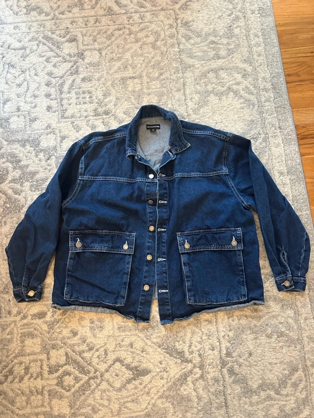 Oversized size 2 pretty little thing Dark Blue Denim Jacket